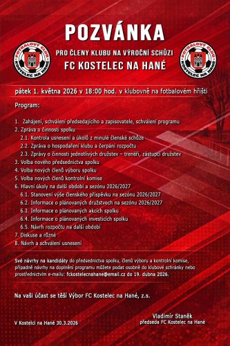 Výroční členská schůze FC Kostelec na Hané